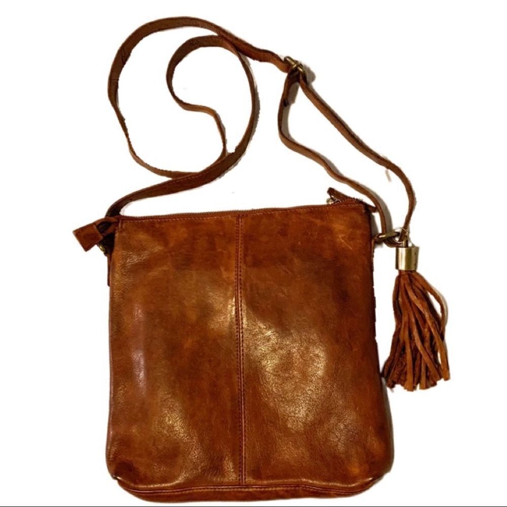 100% Woven Leather Brown Crossbody Bag - Picture 2 of 5
